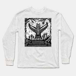 Mothman Woodcut Long Sleeve T-Shirt